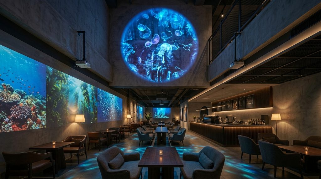 대형 공간 빔프로젝터 프로젝션