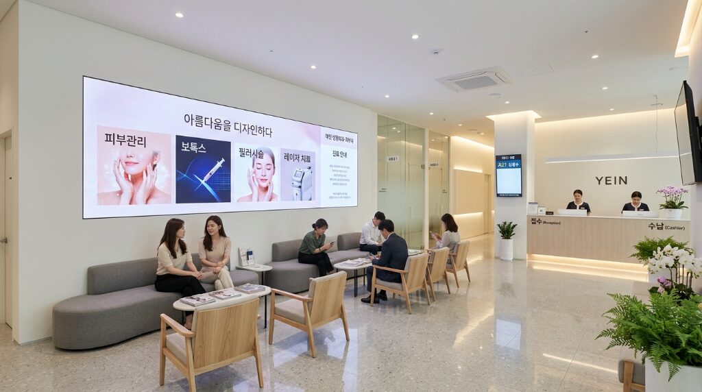 YEIN 병원 로비 LED 스크린·스크린 매니저 안내 연출