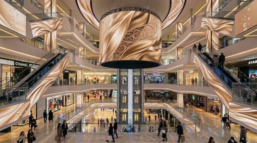 리테일 쇼핑몰 대형 LED 스크린 매니저 아트리움 연출